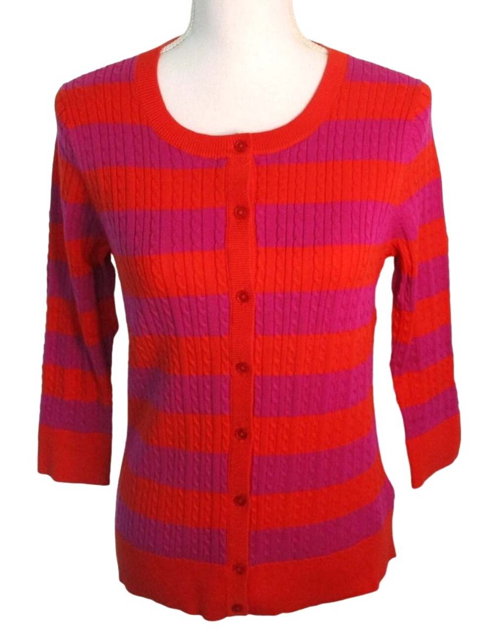 Talbots Petite Women's Multi Color Striped Button Cardigan Sweater NWT Size MP